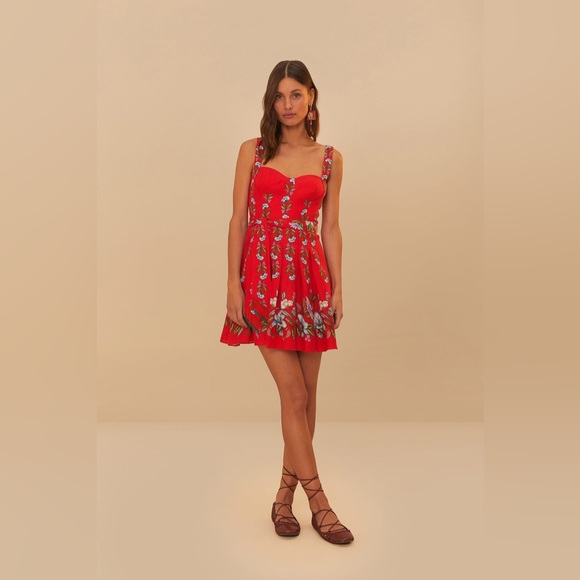 FARM Rio Red Floral Mini Dress - Picture 8 of 14